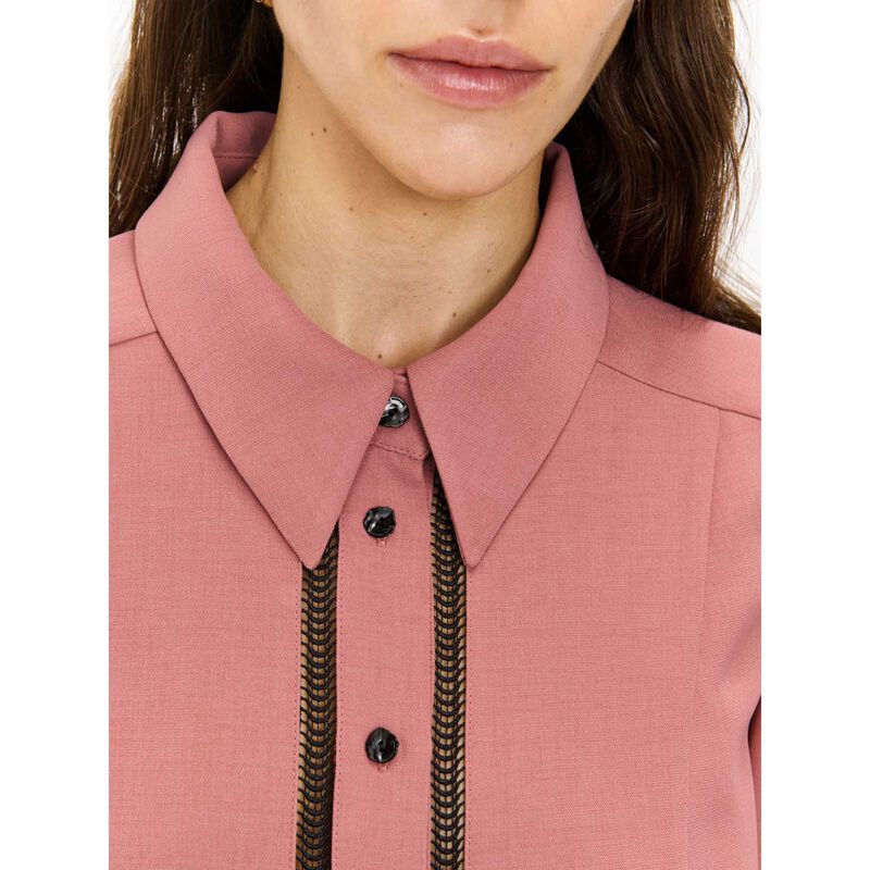 Veronika Maine Double Weave Lace Trim Shirt image number 2